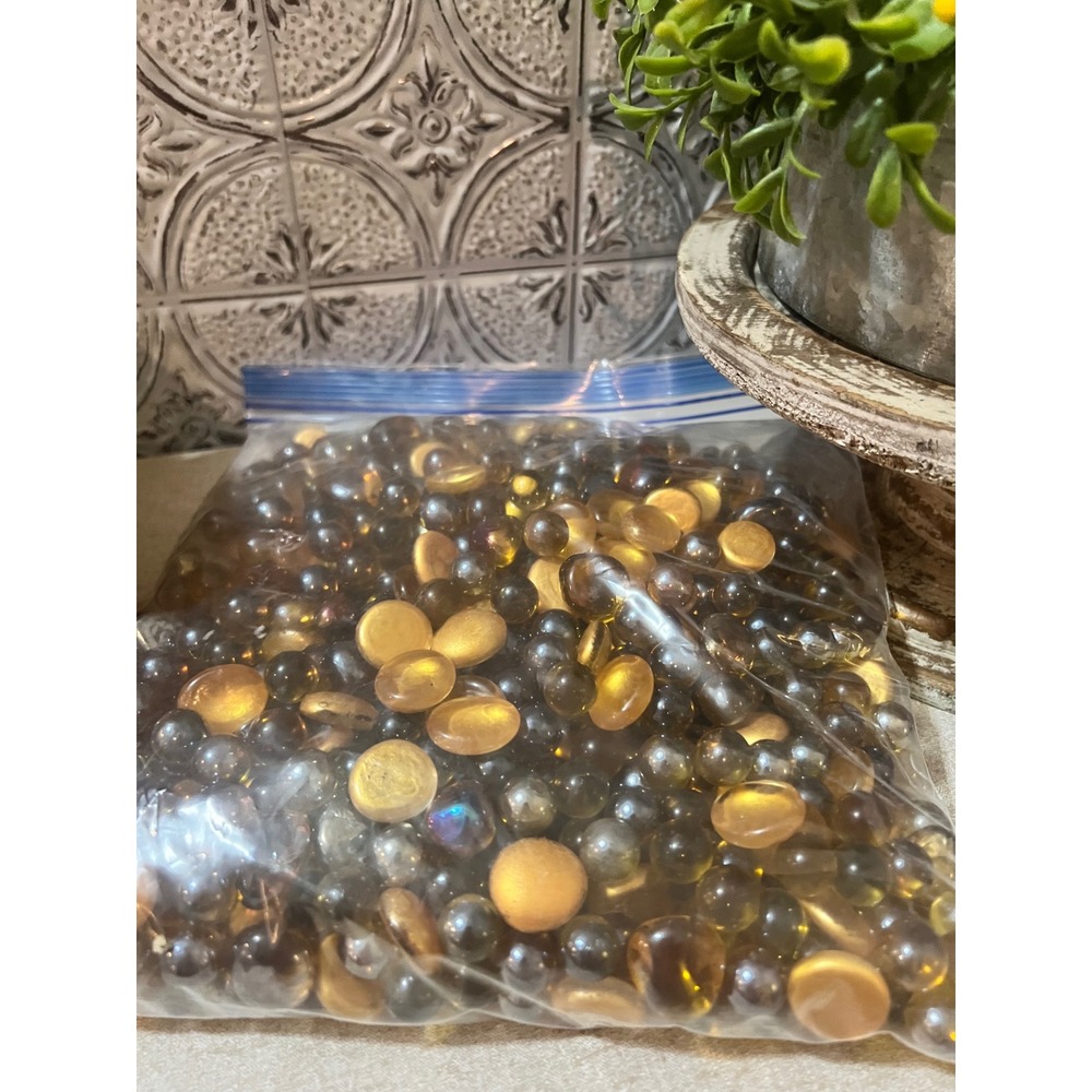 Amber Gold Glass Gems Marbles Bulk Vase Filler Craft Decor 7lb 13oz
